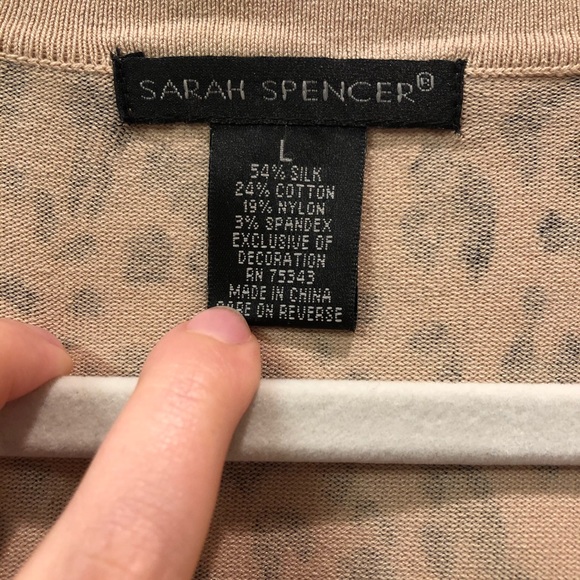 Sarah Spencer Silk Cheetah Cardigan Sweater w/ Bow - Picture 5 of 14